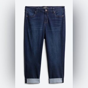 Liverpool Charlie Crop Wide Rolled Cuff Jean, Dark Wash, Size 16W